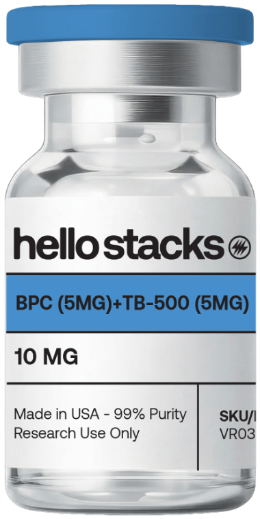 Hello Stacks research peptide vial